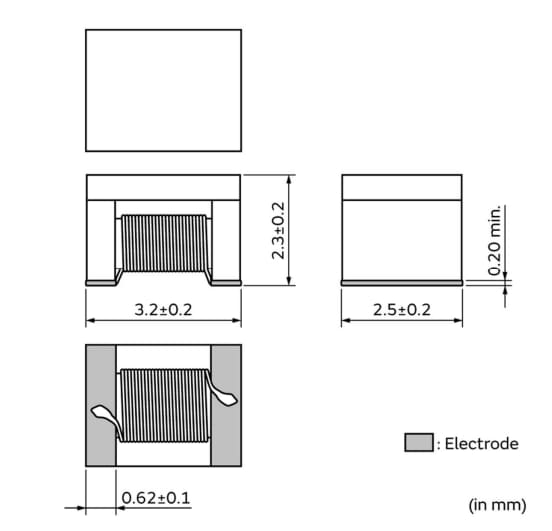 Mechanical Drawing - Murata Electronics LQW32FT_8H Chip Inductors Mechanical Drawing - Murata Electronics LQW32FT_8H Chip Inductors
